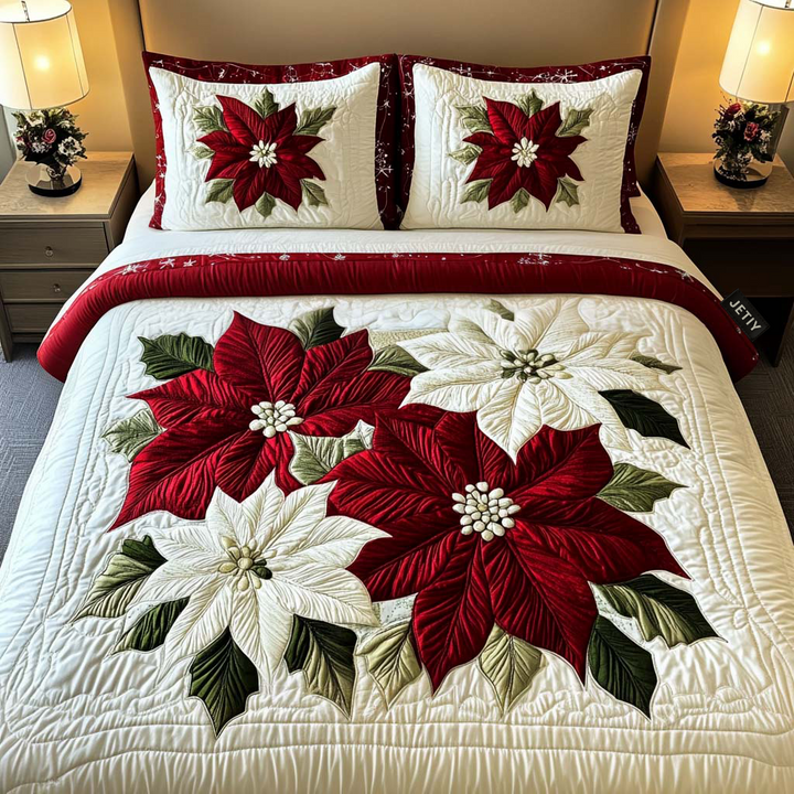 Talvinen Poinsettia Taika 3-osainen Vuodevaatesetti NCU0NT1917