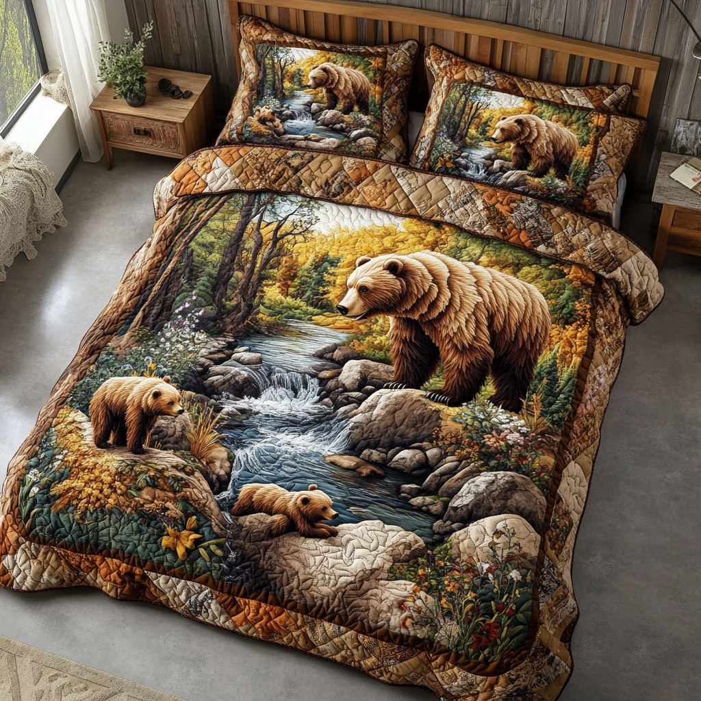 Bear Haven 3-osainen tikattu vuodevaatesetti NCU0DK2568