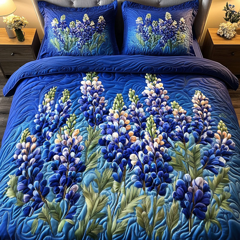Bluebonnet 3-osainen tikattu vuodevaatesetti NCU0VT138