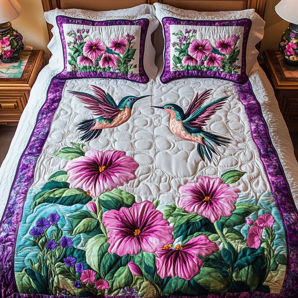 Hummingbird Harmony 3-osainen tikattu vuodevaatesetti NCU0NT2027