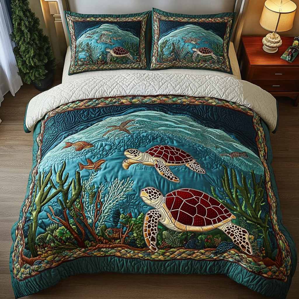 Ocean Wanderer 3-osainen tikattu vuodevaatesetti NCU0DK2928