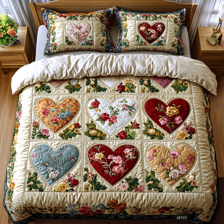 Patchwork Sydämet 3-osainen Vaatteiden Setti NCU0DK3110