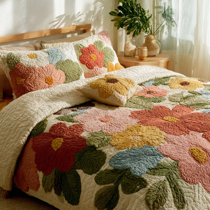 Retro Daisy Patchwork 3-osainen Vuodevaatesetti NCU0VL3058