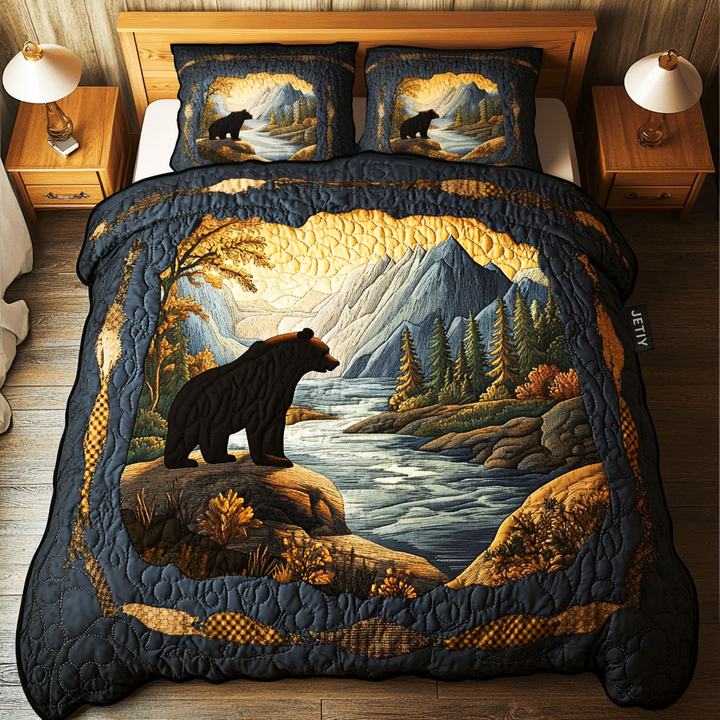 River Bear Serenity 3-osainen tikattu vuodevaatesetti NCU0NT3062