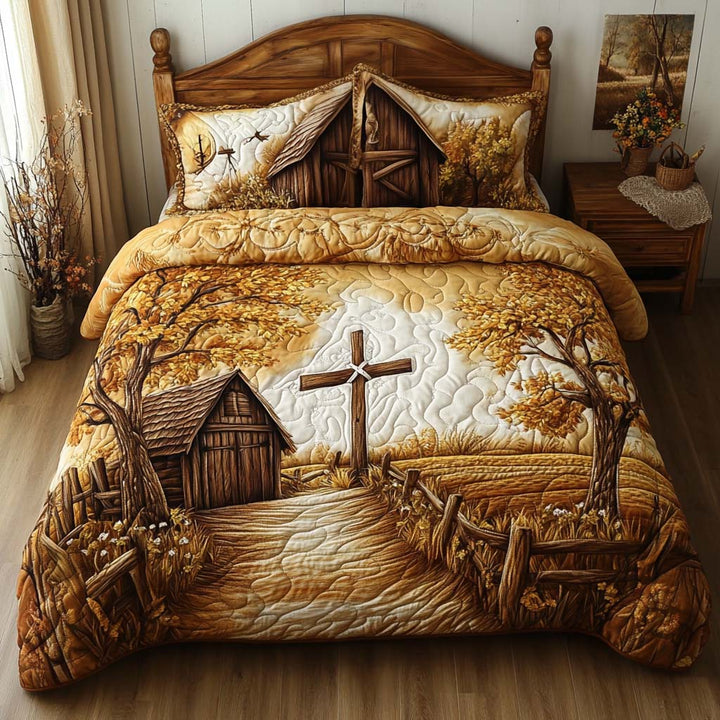 Rustic Grace 3-osainen tikattu vuodevaatesetti NCU0NT7824