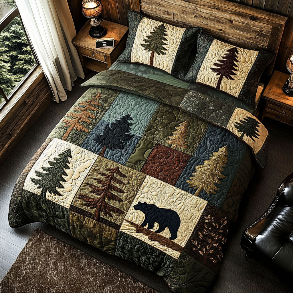 Rustic Refuge 3-osainen tikattu vuodevaatesetti NCU0PT8398