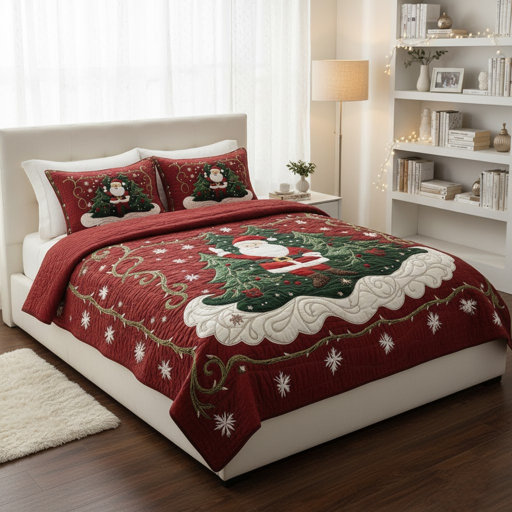Santa Workshop Wonder 3-osainen tikattu vuodevaatesetti NCU0DK2056