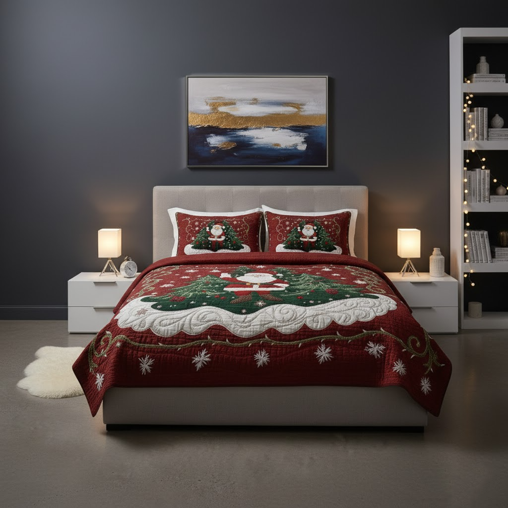 Santa Workshop Wonder 3-osainen tikattu vuodevaatesetti NCU0DK2056