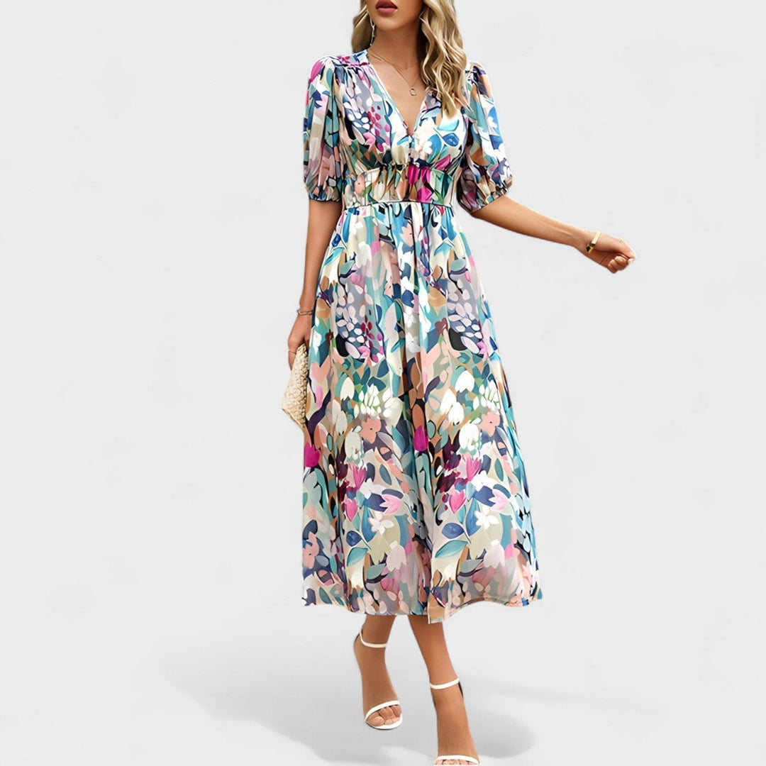 Clara - Elegantti Kukallinen Midi Mekko