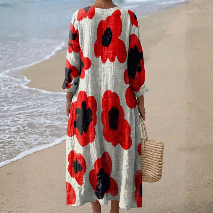 Elva - Maximekko Kukkakuviolla Punaisena